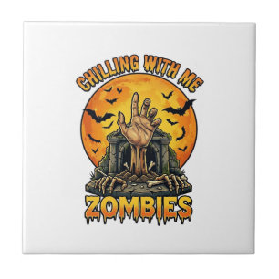 Azulejo Tumbas de Mano de Zombies Escalofriantes Murciélag