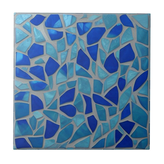Azulejo Turquesa acuamarina azul marino de mosaico marroqu (Frente)