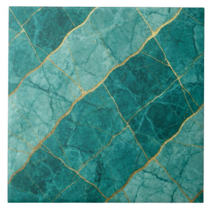 Azulejo Turquesa Azul Teal y Mármol Dorado