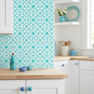 Azulejo Turquesa Blanco Mediterráneo Portugués