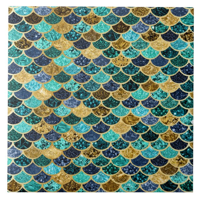 Azulejo Turquesa del trullo del oro de las escalas de (Frente)