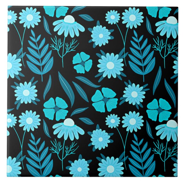 Azulejo Turquesa en flor (Frente)