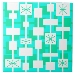 Azulejo Turquesa Geométrica Moderna de Medid Century