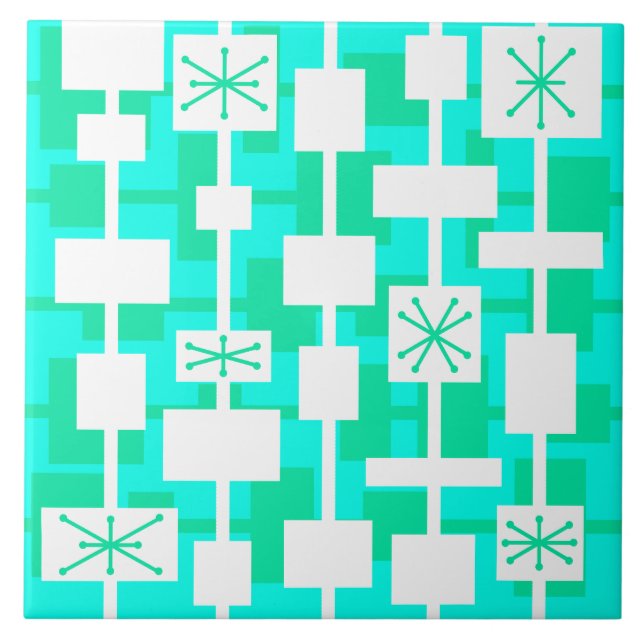 Azulejo Turquesa Geométrica Moderna de Medid Century (Frente)