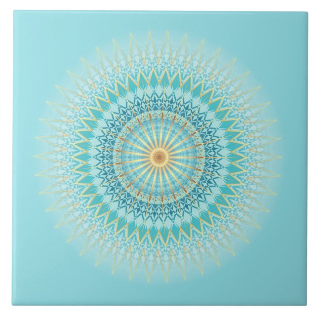 Azulejo Turquesa Oro Boho Mandala (Frente)