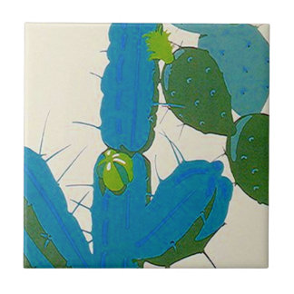 Azulejo Turquesa retra de la floración del cactus del