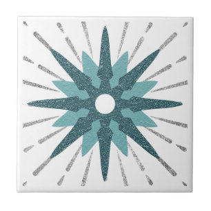 Azulejo Turquesa y explosión de estrellas plateadas