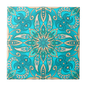 Azulejo Turquoise Fractal Mandala
