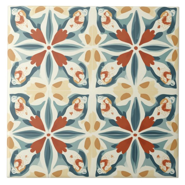 Azulejo Turquoise, Rust and Yellow (Frente)