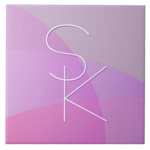 Azulejo Tus iniciales superpuestas Geométrico rosa moder