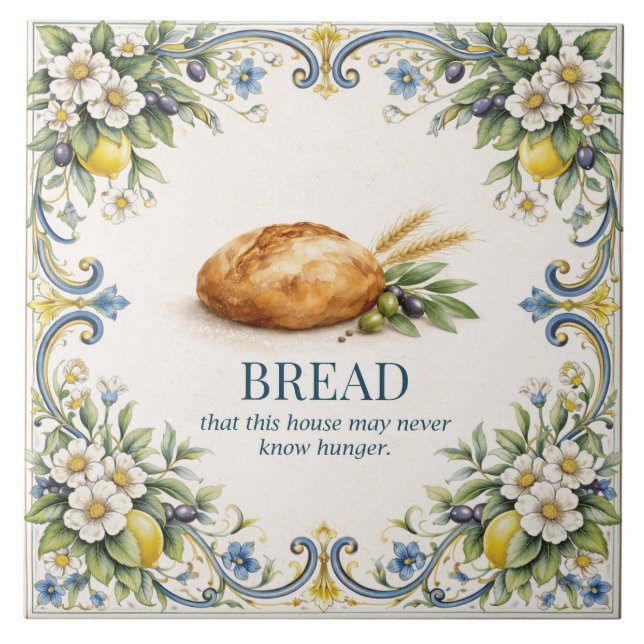 Azulejo Tuscan Bread Kitchen Blessing Mediterranean (Frente)
