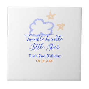 Azulejo Twinkle twinkle naranja púrpura de cumpleaños de l