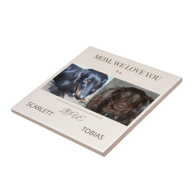 Azulejo Two Paws Bless Mom With Love (Lado)