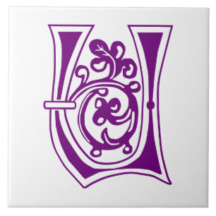 Azulejo U de la Capital Decorativa Botánica Medieval