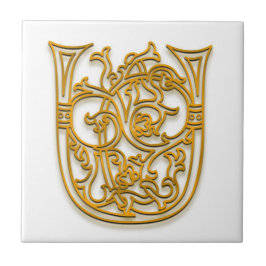 Azulejo U Monograma "Oro irlandés" Tile cerámico