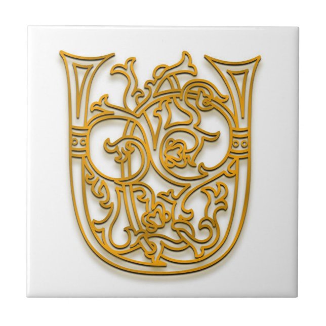 Azulejo U Monograma "Oro irlandés" Tile cerámico (Frente)