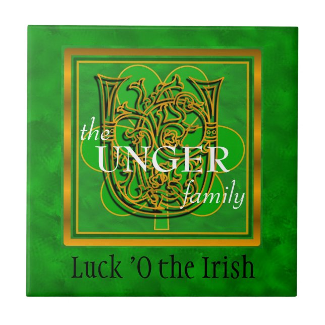 Azulejo U "Suerte de irlandés" Personalizado familiar Mono (Frente)