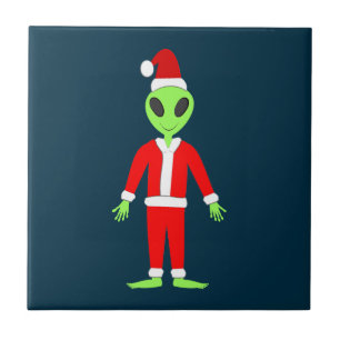 Azulejo UFO Ho Ho Padre Navidad alienígena