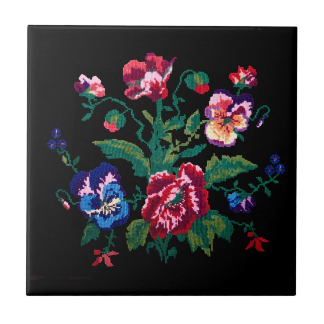 Azulejo Ukrainian traditional vushuvanka folk art pattern (Frente)