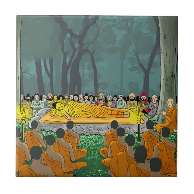 Azulejo Última mosaico de cerámica de Nirvana de Buda (Frente)