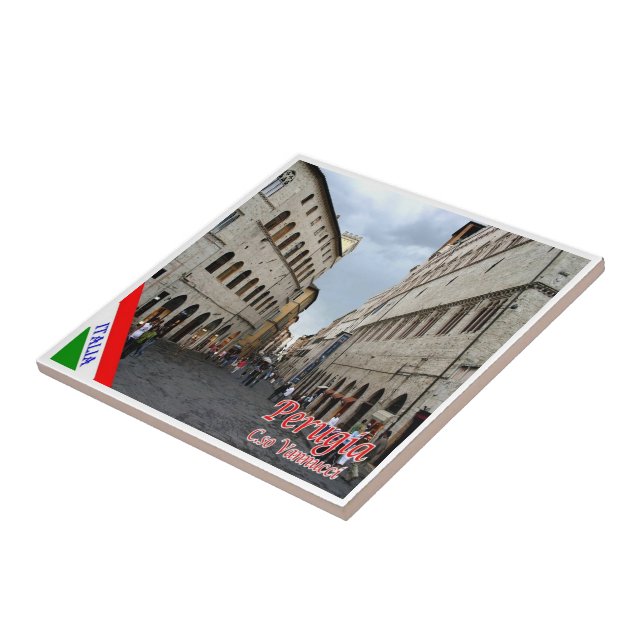 Azulejo UMB016 PERUGIA, Corso Vannucci, Umbría, (Lado)