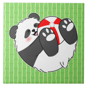 Azulejo Un adorable bebé panda jugando con una pelota