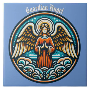 Azulejo Un ángel de la guarda orando