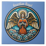 Azulejo Un ángel de la guarda rezando<br><div class="desc">Personalizable una rezo guardián ángel cerámica</div>