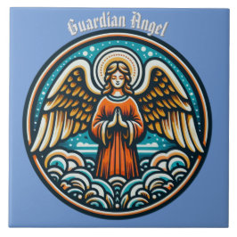 Azulejo Un ángel de la guarda rezando