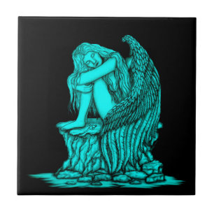 Azulejo Un ángel dormido en la piedra