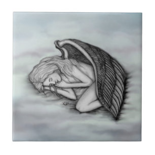 Azulejo Un ángel dormido sobre las nubes del cielo