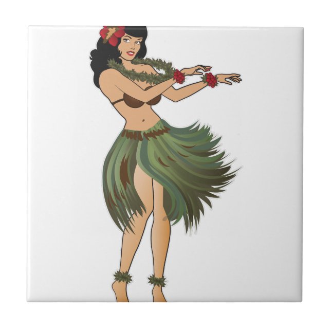Azulejo Un baile Chica hula (Frente)