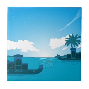 Azulejo Un barco en el mar