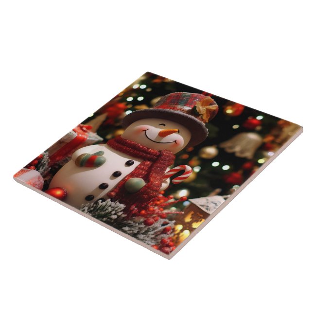 Azulejo Un bonhomme de neige joyeux pour les fêtes  (Lado)