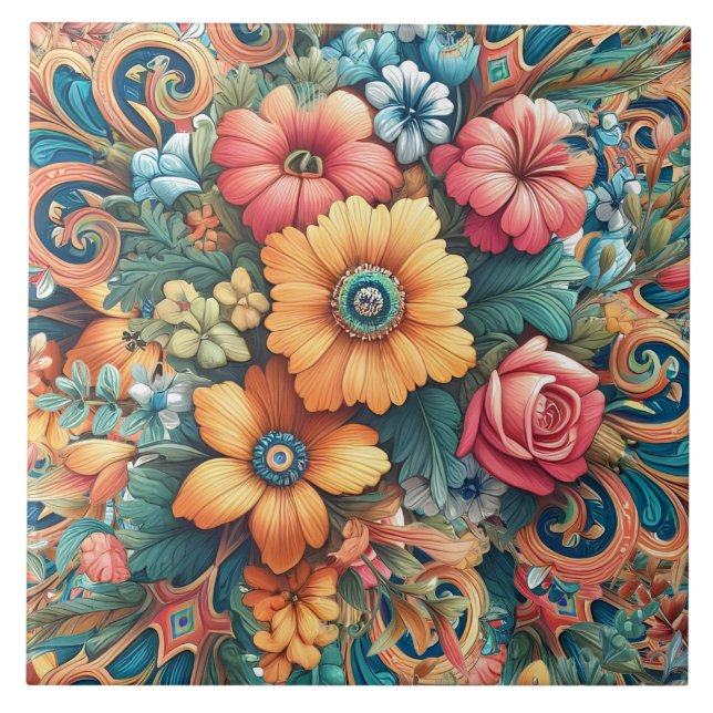 Azulejo Un bonito Bouquet de flores (Frente)