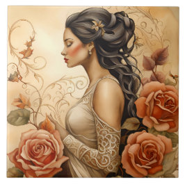 Azulejo Un borde de baño de una dama hermosa