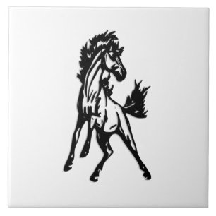 Azulejo Un caballo saltando con brío en libertad