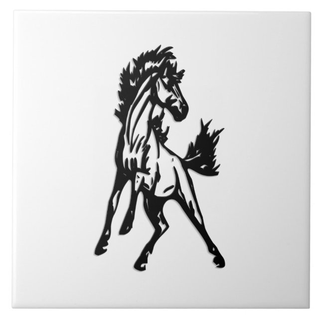 Azulejo Un caballo saltando con brío en libertad (Frente)