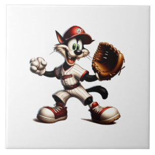 Azulejo Un cántaro de béisbol para gato tonto se levanta