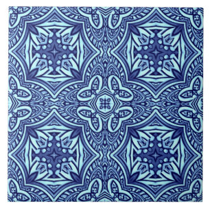 Azulejo Un clásico patrón de color azul vintage único