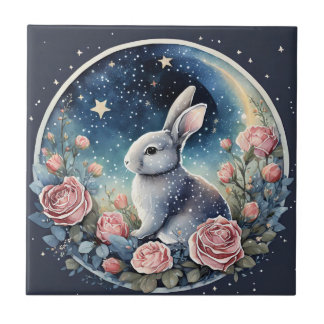 Azulejo Un conejito encantador en un prado de primavera ba