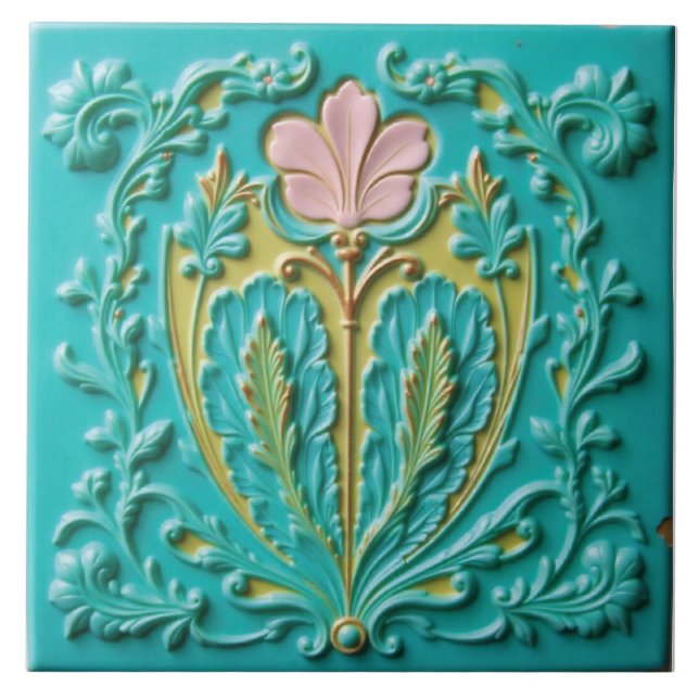 Azulejo Un despertar turquesa en primavera (Frente)