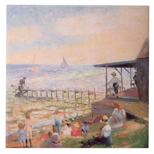 Azulejo Un día cálido en la playa (Frente)