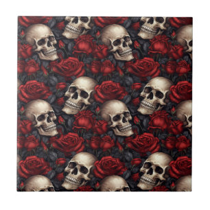 Azulejo Un diseño de la serie A Skull and Roses 10