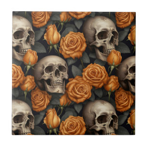 Azulejo Un diseño de la serie A Skull and Roses 11