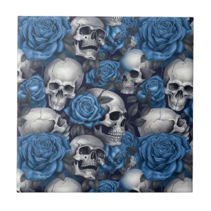 Azulejo Un diseño de la serie A Skull and Roses 12