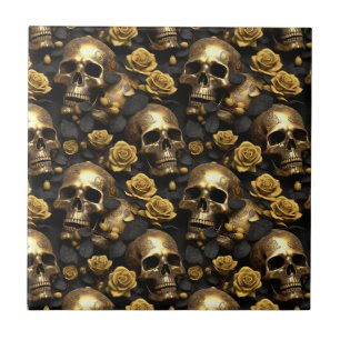 Azulejo Un diseño de la serie A Skull and Roses 8