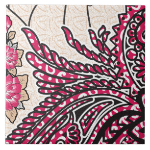 Azulejo Un diseño paisajístico decorativo con un rojo inte