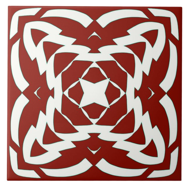 Azulejo Un elegante diseño clásico rojo y blanco (Frente)