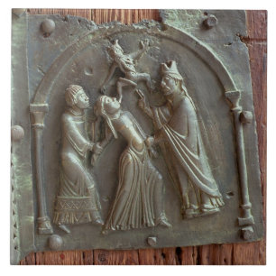 Azulejo Un exorcismo, el panel de la puerta derecha, 12mo